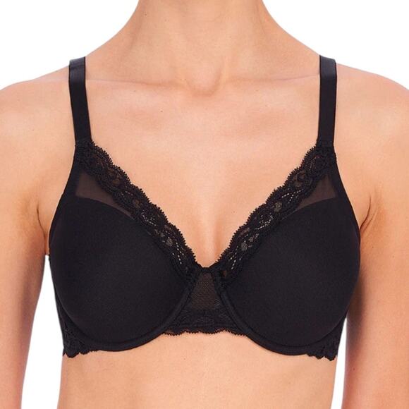 ^NWOT Natori 741299 Feathers Full Figure Plunge T-Shirt Café Black Bra – 30H - Picture 1 of 8